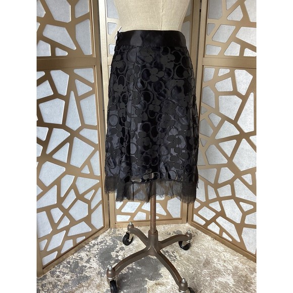 MARC JACOBS overlay skirt rayon silk Sz 2 s xs  rawline edge Black A line - Picture 2 of 6
